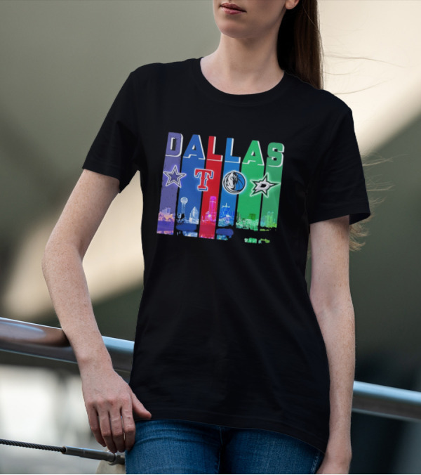Dallas Retro Skyline Sports Teams Logo T-Shirt