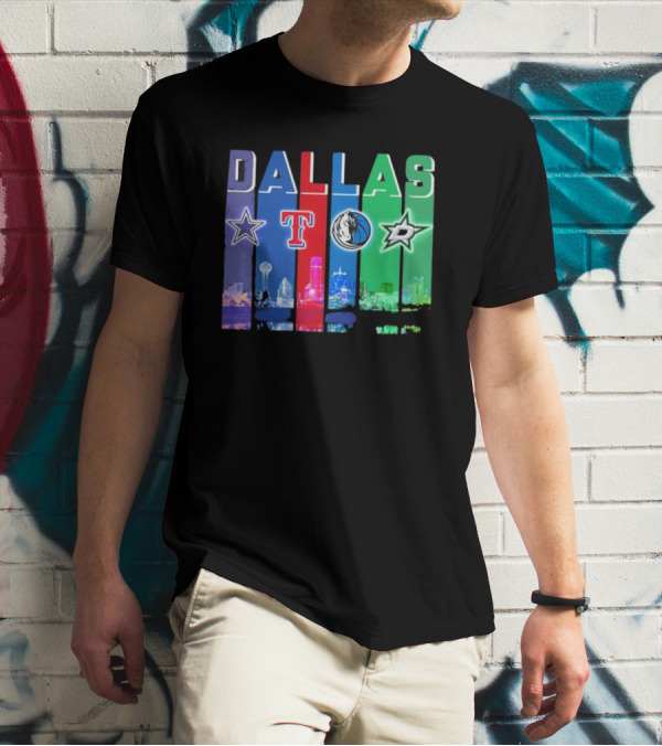 Dallas Retro Skyline Sports Teams Logo T-Shirt