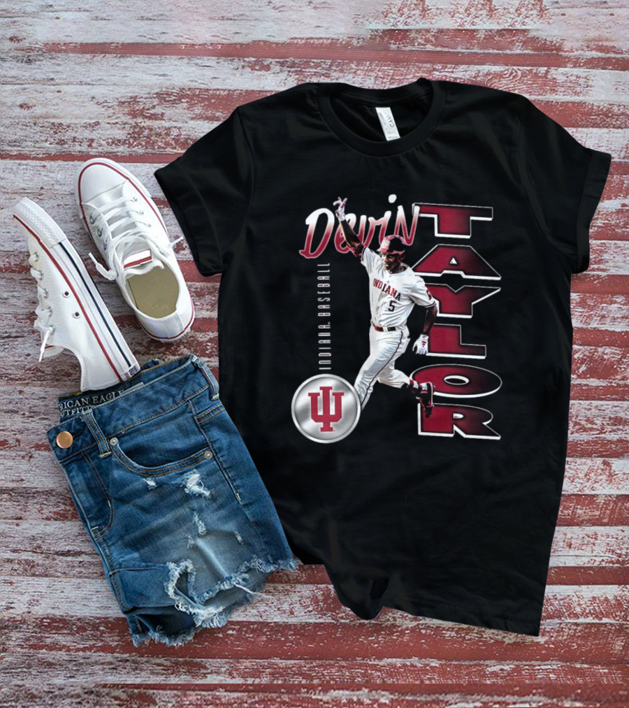 Devin Taylor Illustrated Indiana Hoosiers Baseball NCAA 2025 Graphic T-Shirt