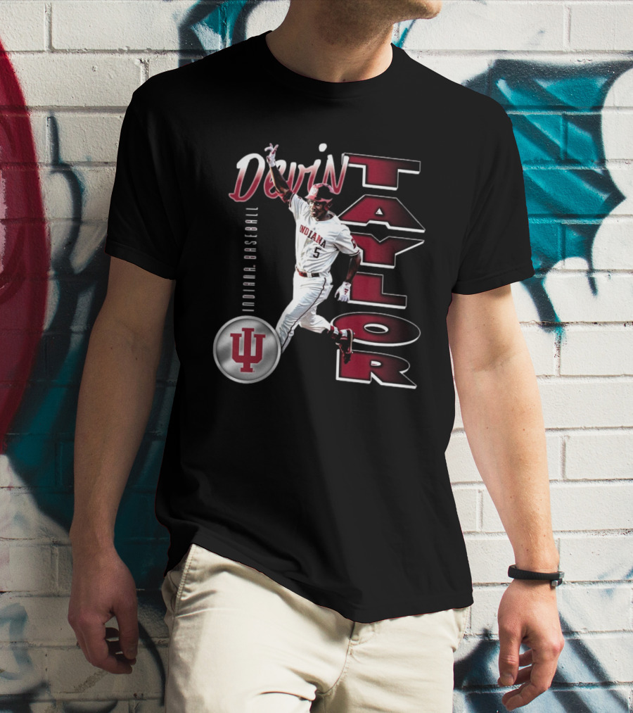 Devin Taylor Illustrated Indiana Hoosiers Baseball NCAA 2025 Graphic T-Shirt