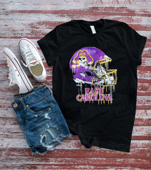 ECU Pirates Dripping Football Helmet T-Shirt