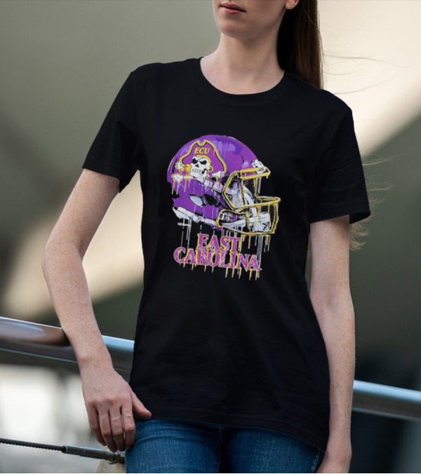 ECU Pirates Dripping Football Helmet T-Shirt