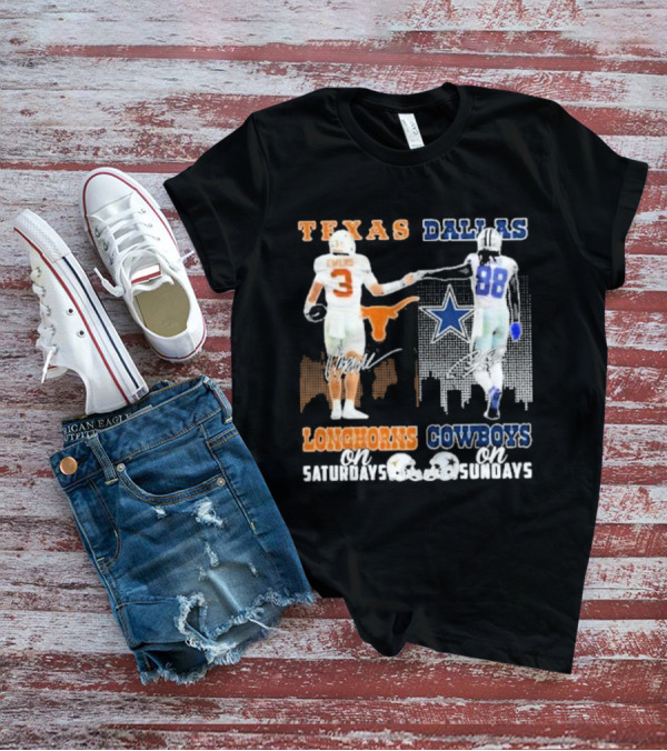 Ewers And Lamb Longhorns On Saturdays Cowboys On Sundays T-Shirt