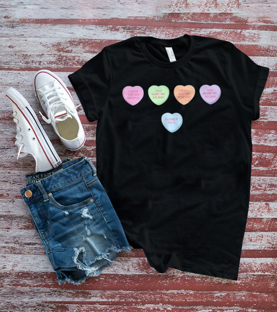 Flower Facem Candy Hearts T-Shirt