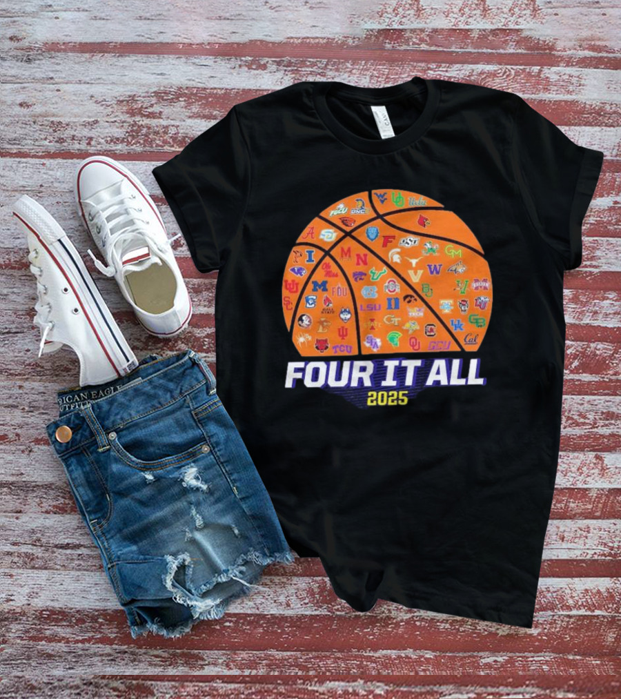 Four It All March Madness 2025 Women’s Basketball Logos T-Shirt