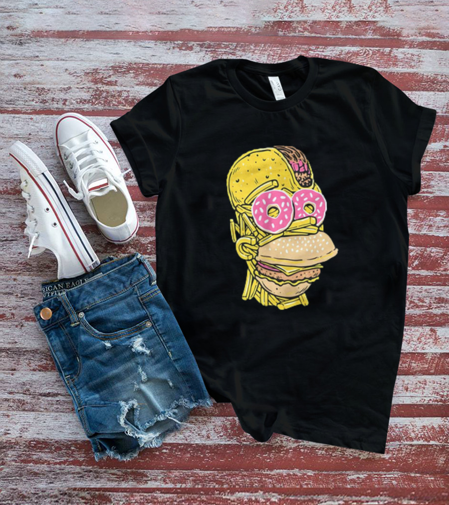 Homer Simpson And Junk Food Snack Head T-Shirt