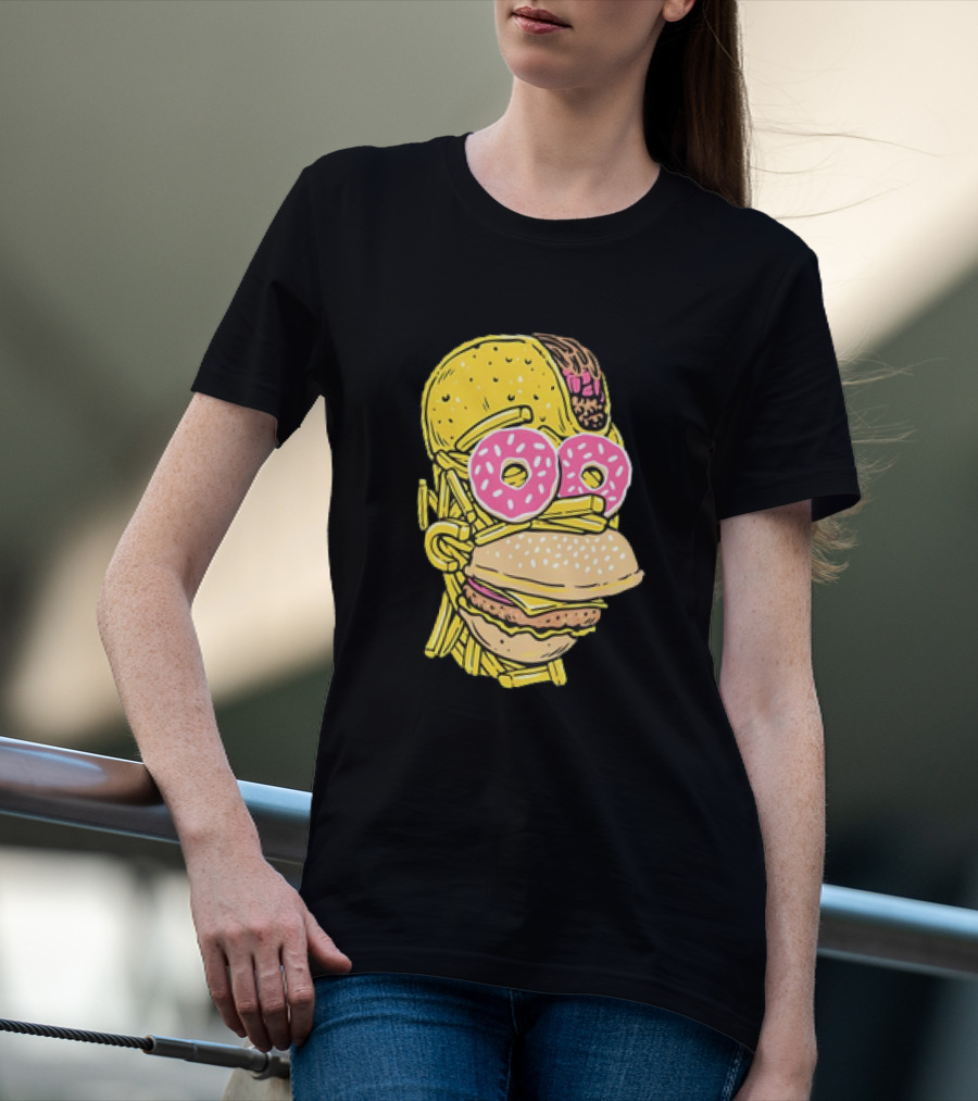 Homer Simpson And Junk Food Snack Head T-Shirt