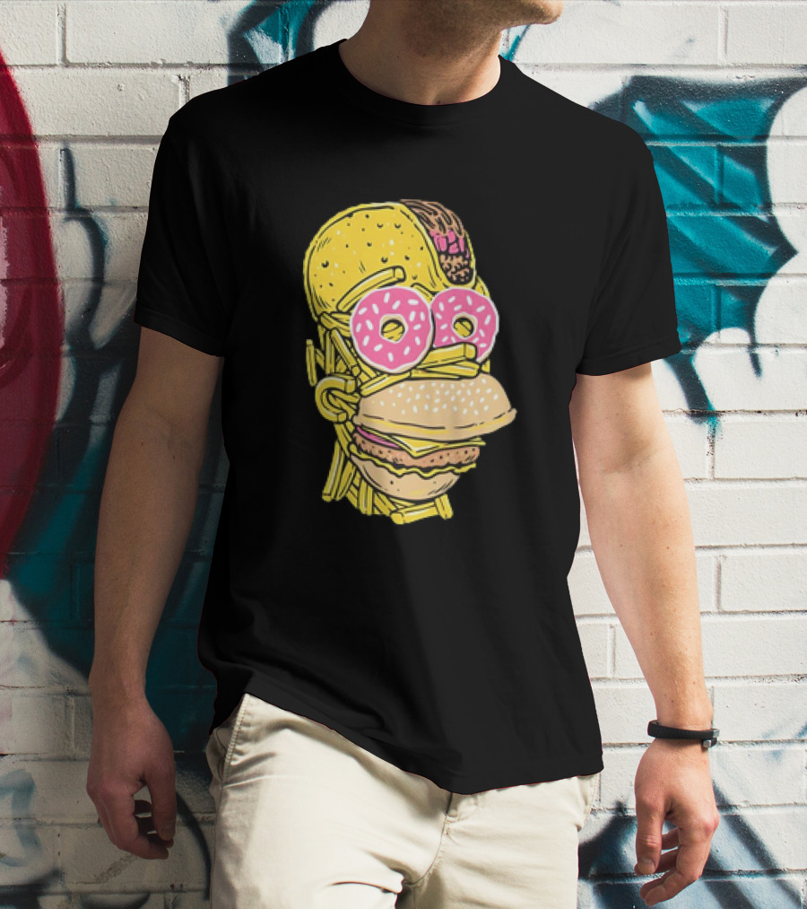 Homer Simpson And Junk Food Snack Head T-Shirt