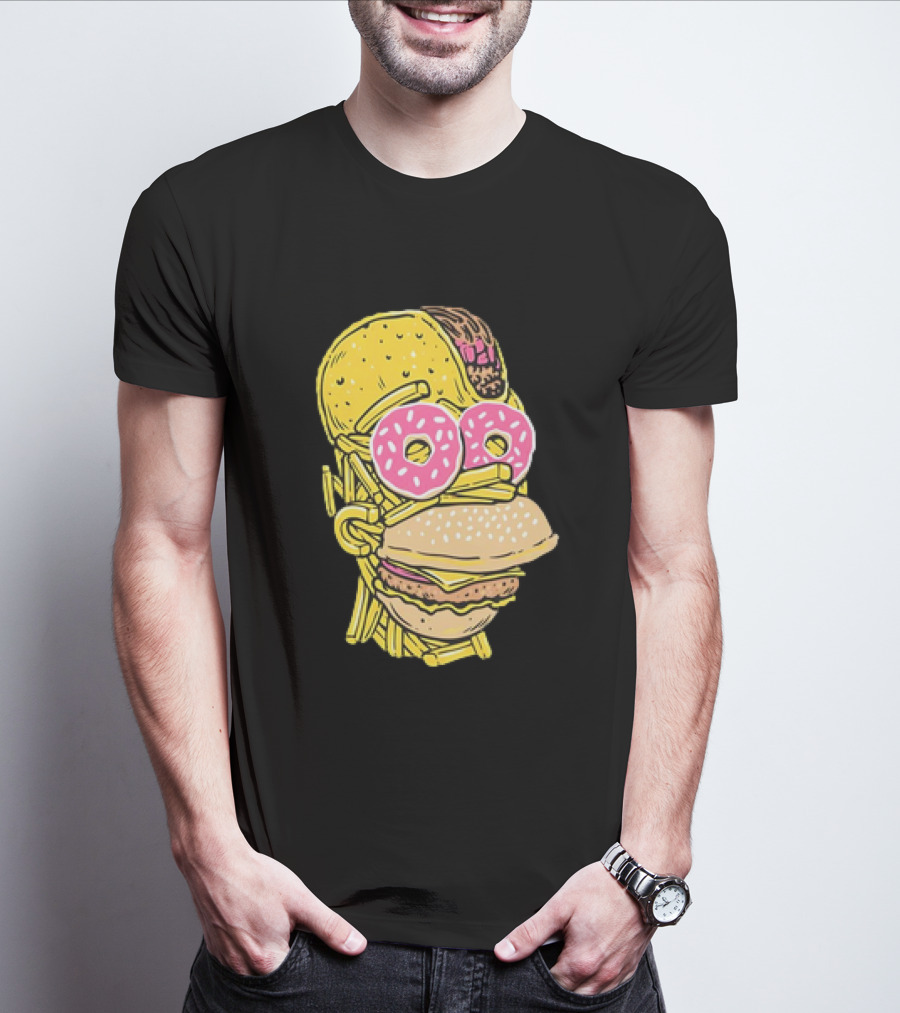 Homer Simpson And Junk Food Snack Head T-Shirt