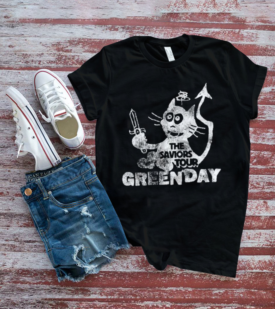 Green Day Cat And Sword T-Shirt