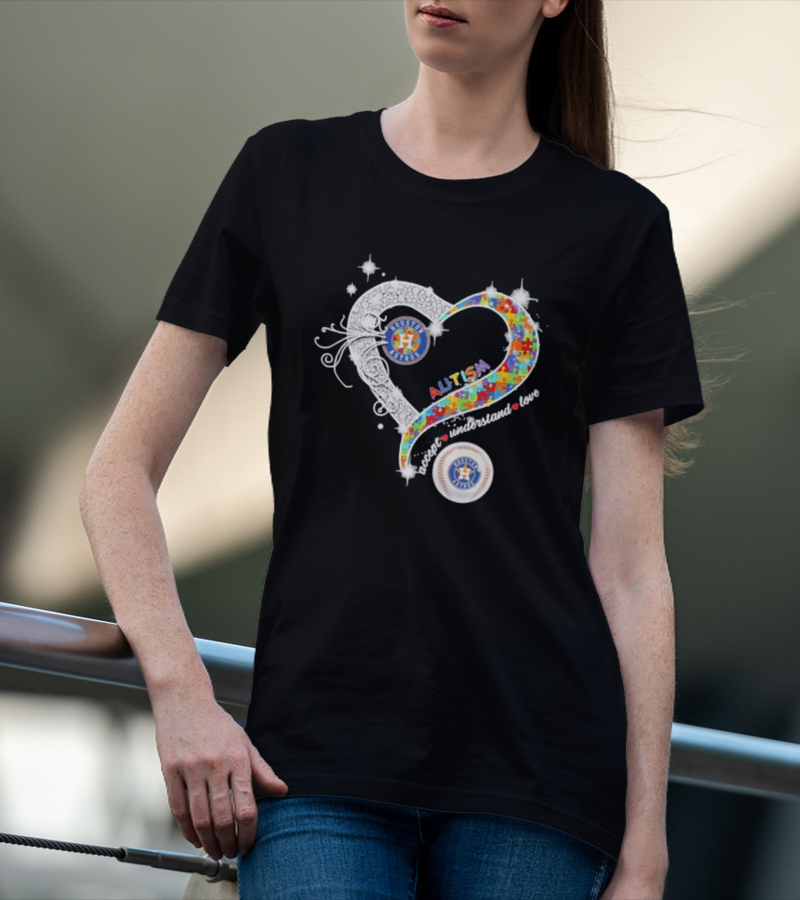 Houston Astros Autism Heart Accept Understand Love T-Shirt