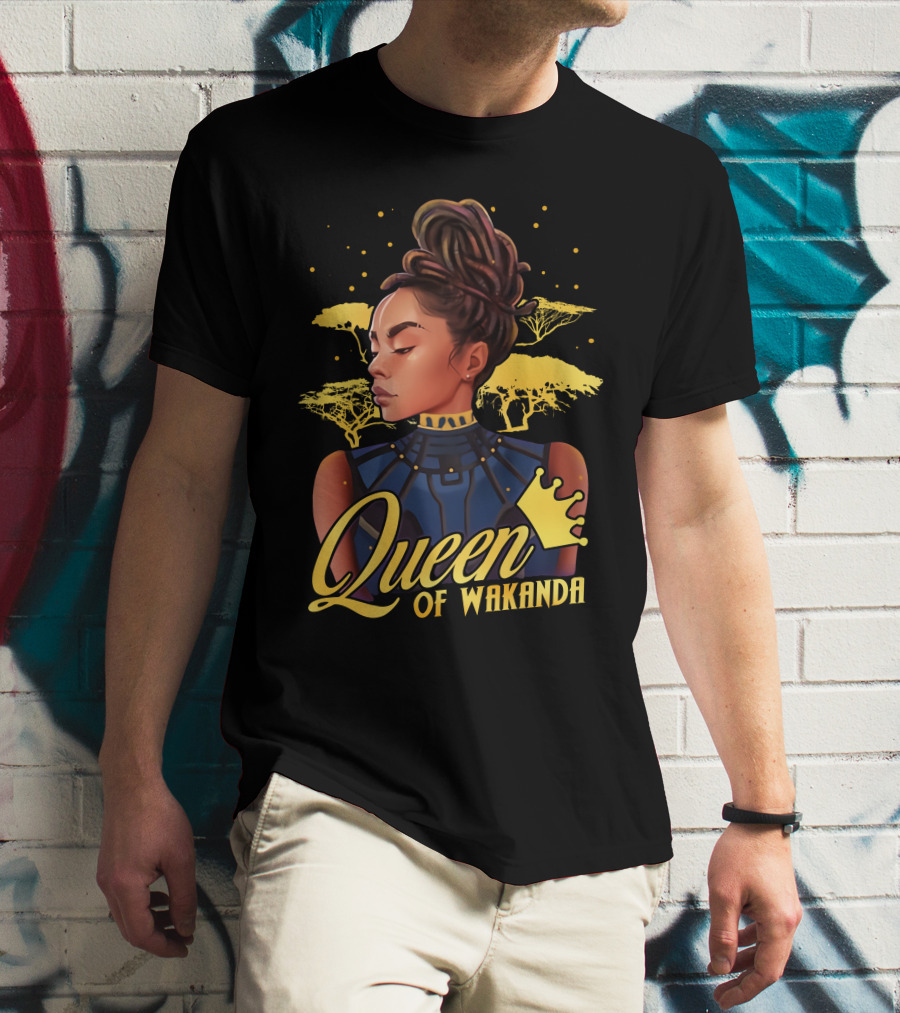 Queen Of Wakanda Royalty And Elegance With African Serengeti Backdrop T-Shirt