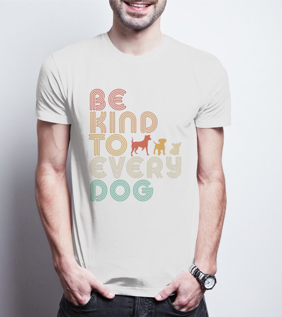 Be Kind To Every Dog In Retro Style With Colorful Canine T-Shirt