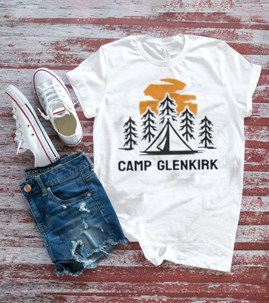 Camp Glenkirk Scenic Tent And Forest Sunset T-Shirt