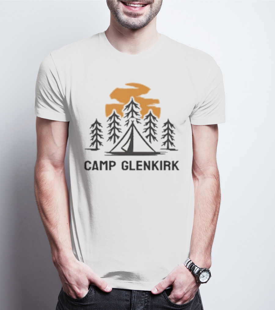 Camp Glenkirk Scenic Tent And Forest Sunset T-Shirt