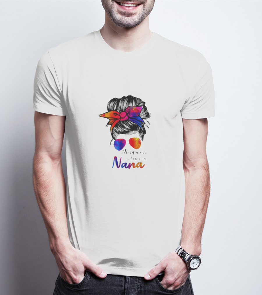 Happiness Is Being A Nana Colorful Bandana And Sunglasses T-Shirt