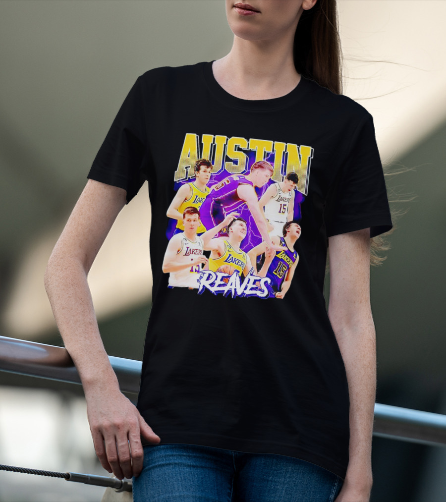 Austin Reaves Lakers Basketball Dynamic Action Collage T-Shirt