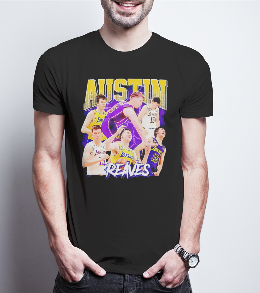 Austin Reaves Lakers Basketball Dynamic Action Collage T-Shirt
