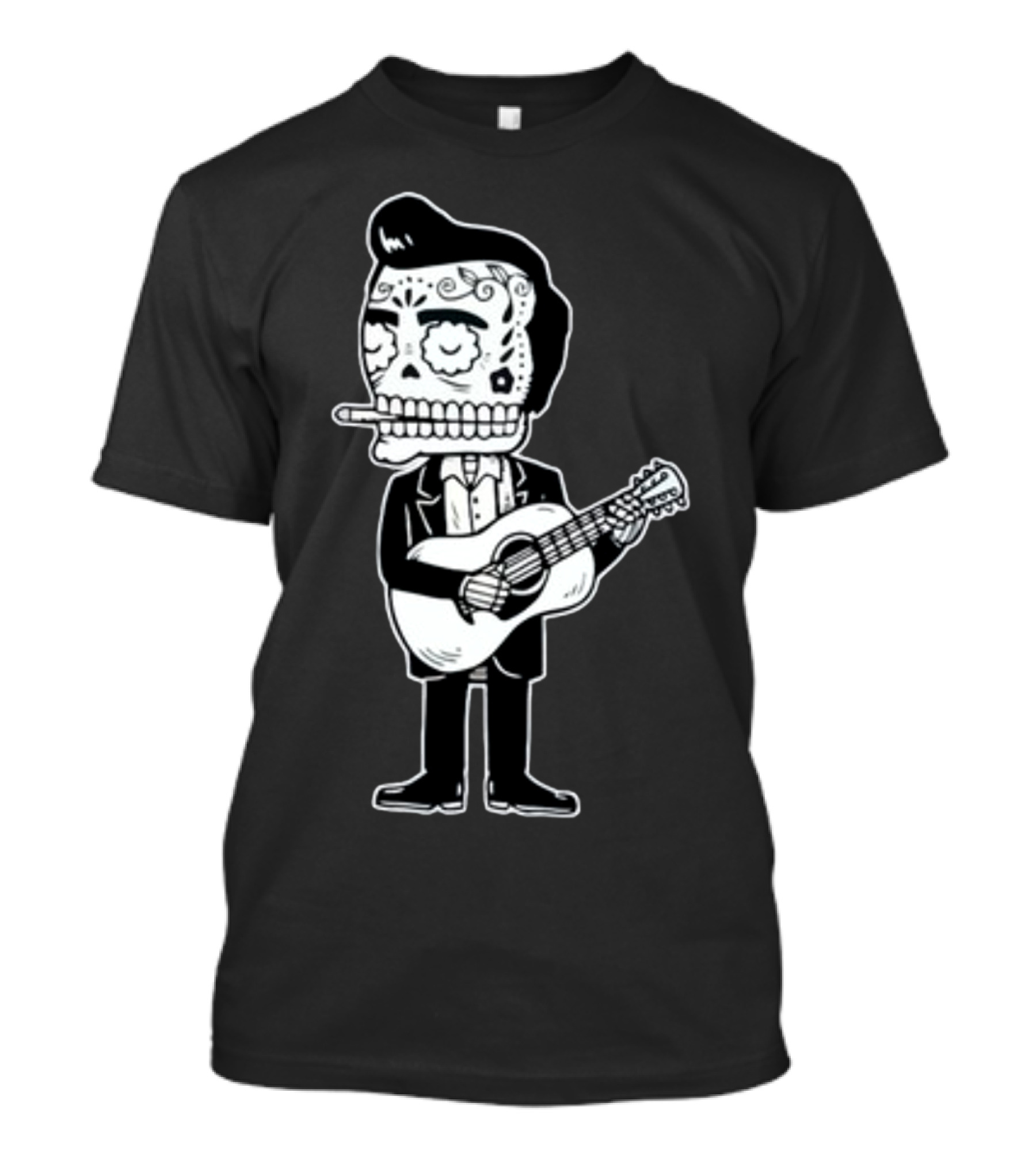 Stephen King Johnny Cash Calavera Gocco Skull Guitarist Figure T-Shirt