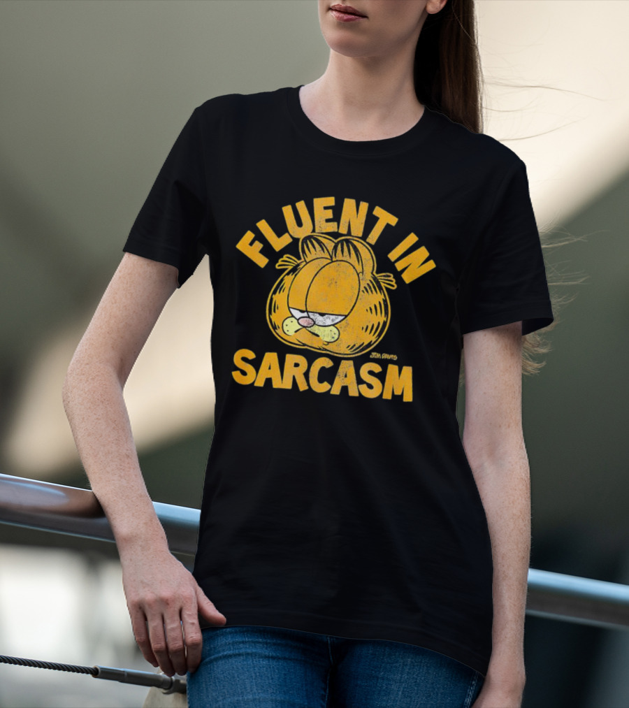 Garfield Fluent In Sarcasm Jim Davis Iconic Cat Image T-Shirt