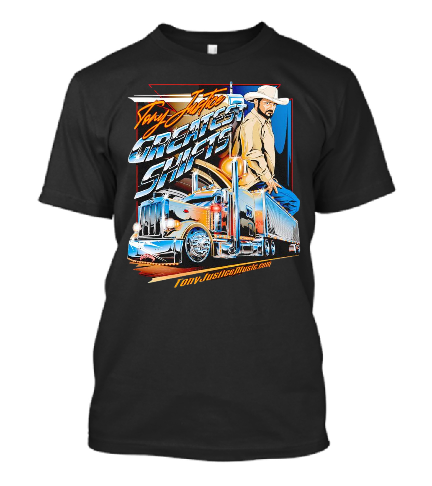 Tony Justice Music Greatest Shifts Trucking Art Cowboy T-Shirt