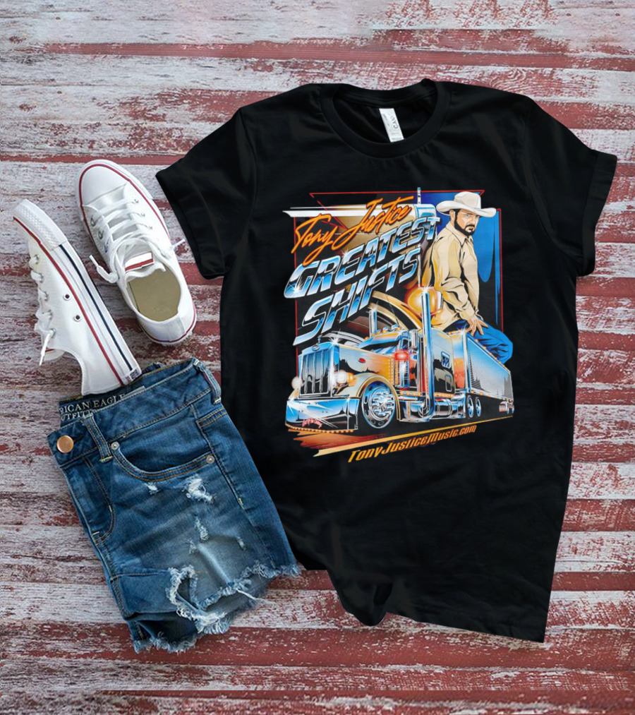 Tony Justice Music Greatest Shifts Trucking Art Cowboy T-Shirt