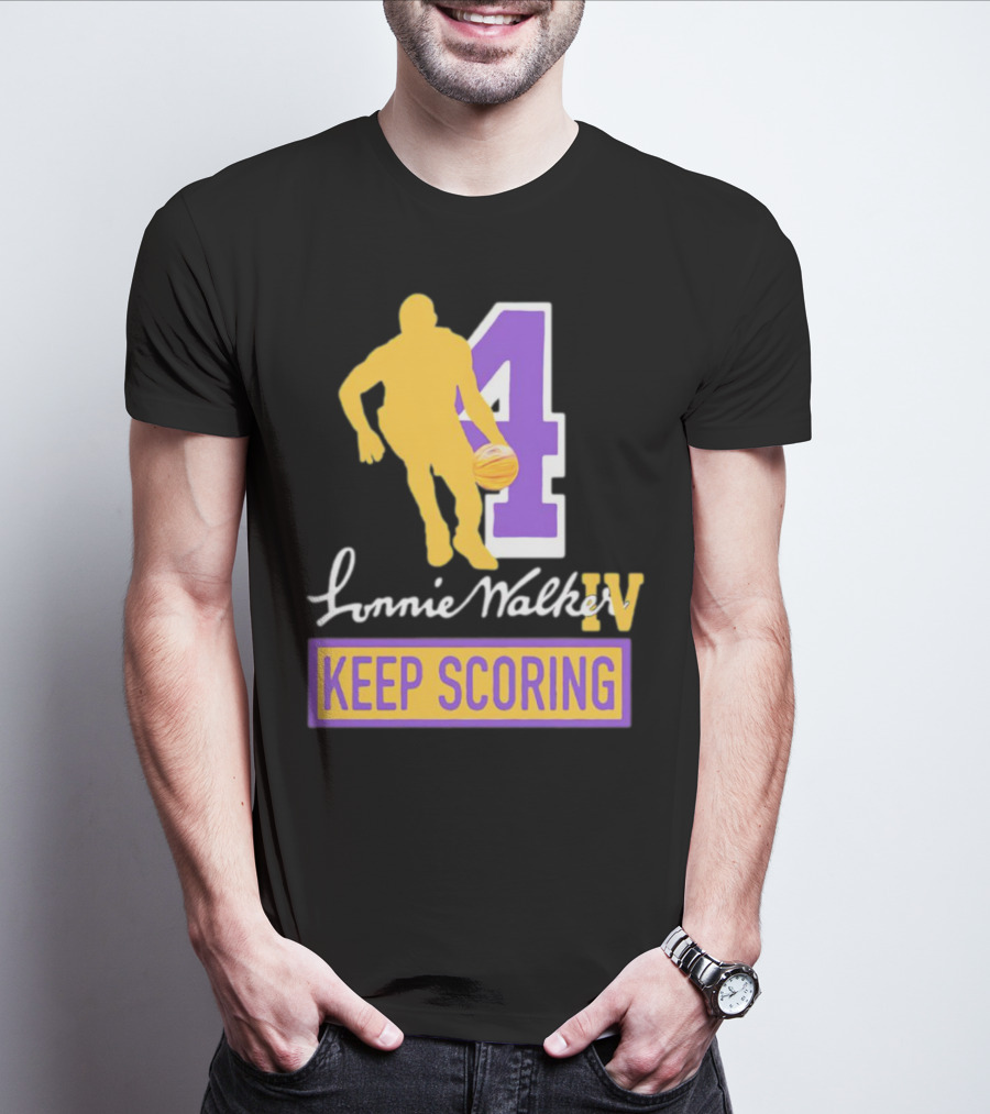 Lonnie Walker IV Keep Scoring Basketball Number 4 T-Shirt