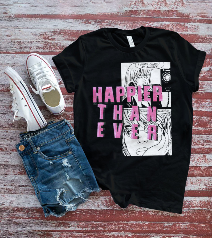 Happier Than Ever Didn't Change My Number Billie Eilish Comic T-Shirt