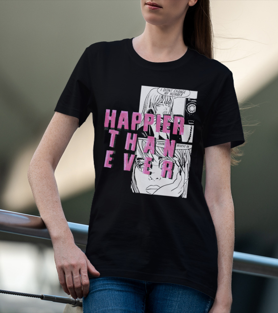 Happier Than Ever Didn't Change My Number Billie Eilish Comic T-Shirt