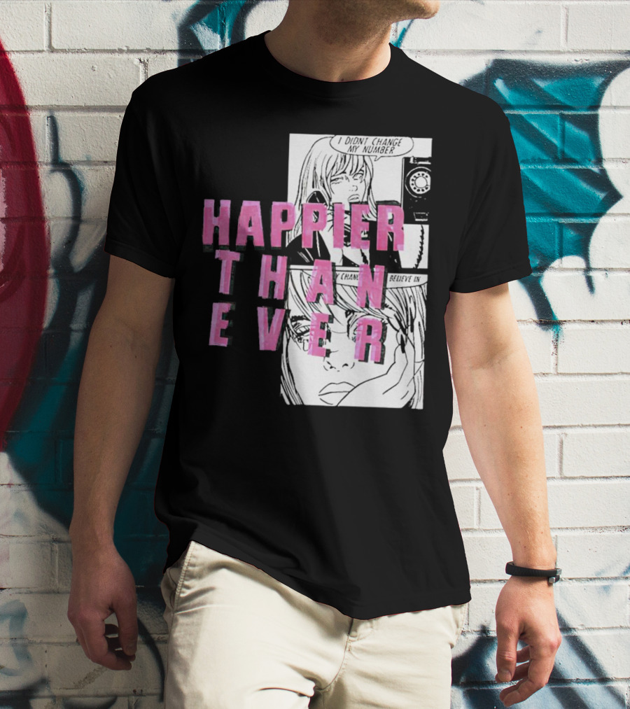 Happier Than Ever Didn't Change My Number Billie Eilish Comic T-Shirt