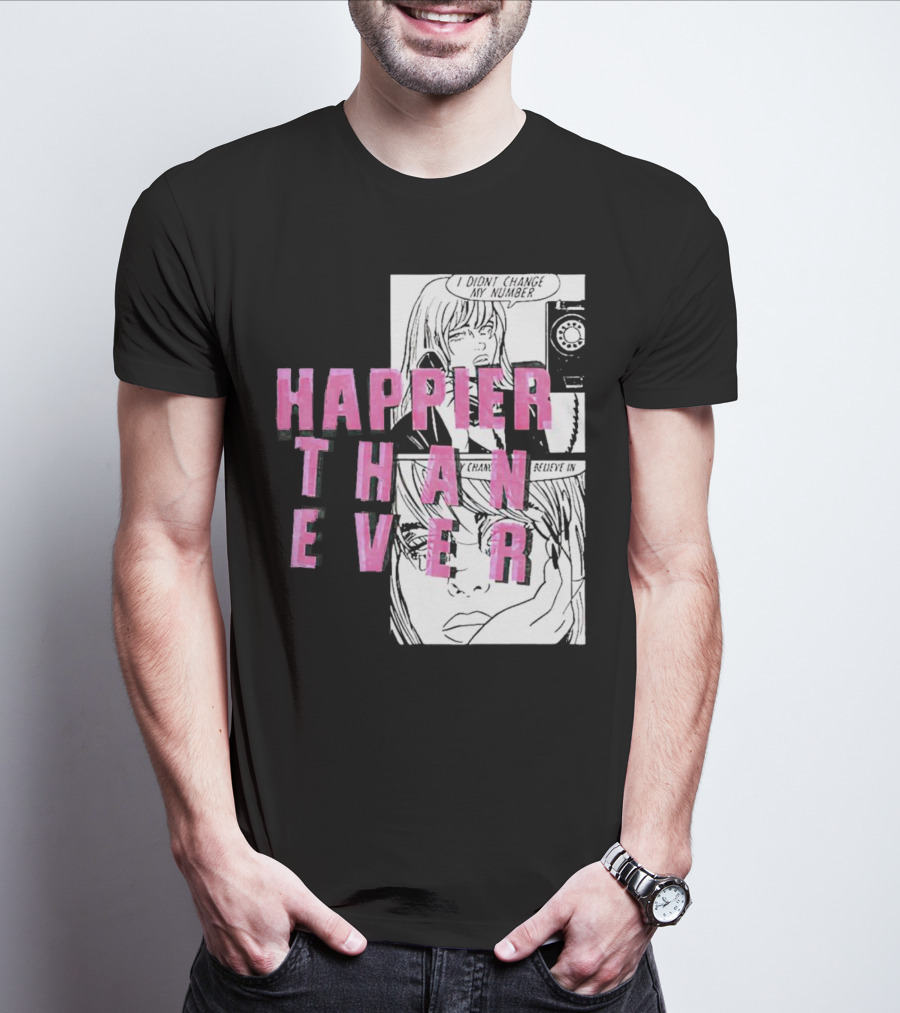 Happier Than Ever Didn't Change My Number Billie Eilish Comic T-Shirt