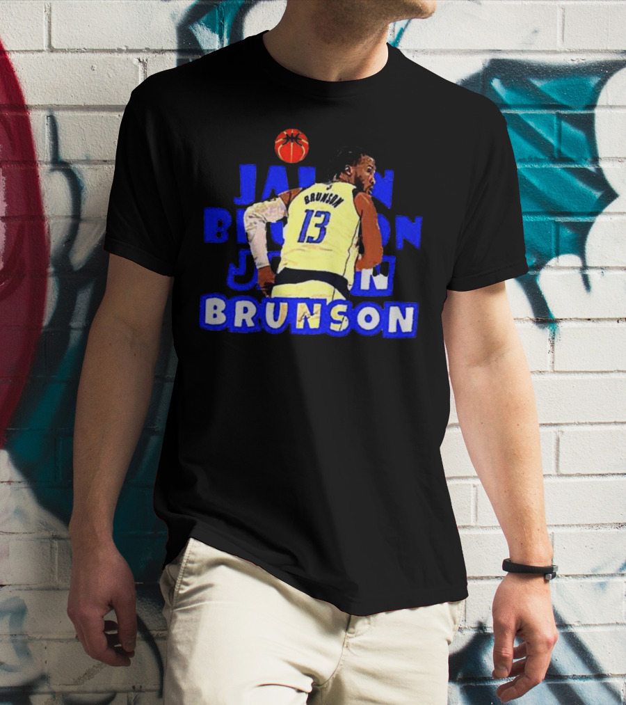 Jalen Brunson Basketball Highlight In Blue And White Jersey 13 T-Shirt