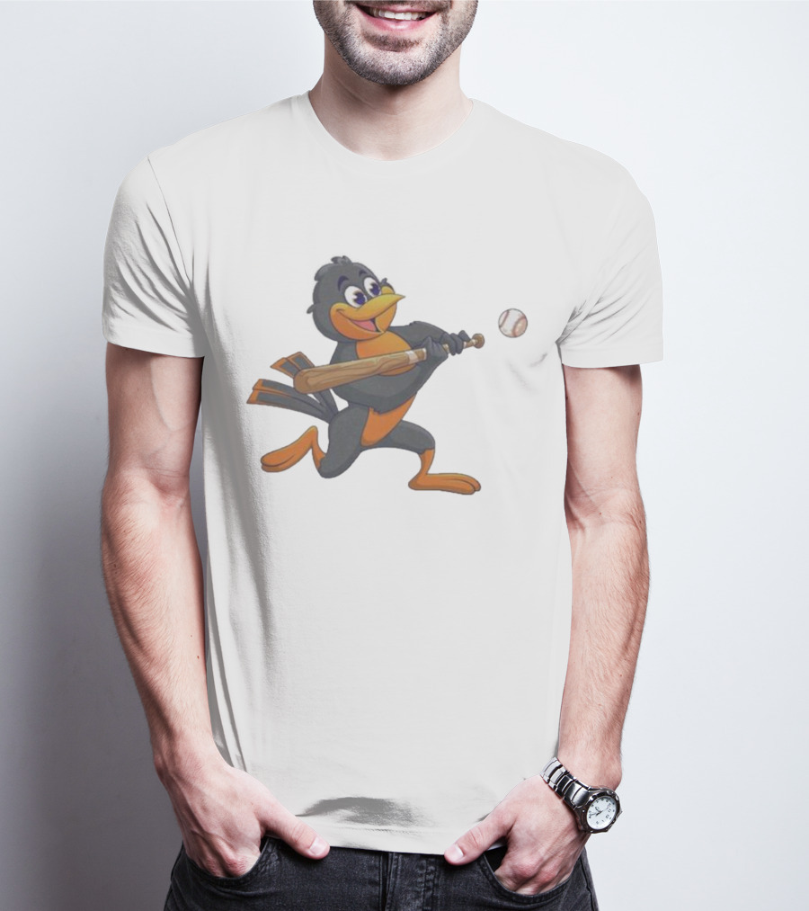 Baltimore Orioles Bird Bat Baseball Swing T-Shirt