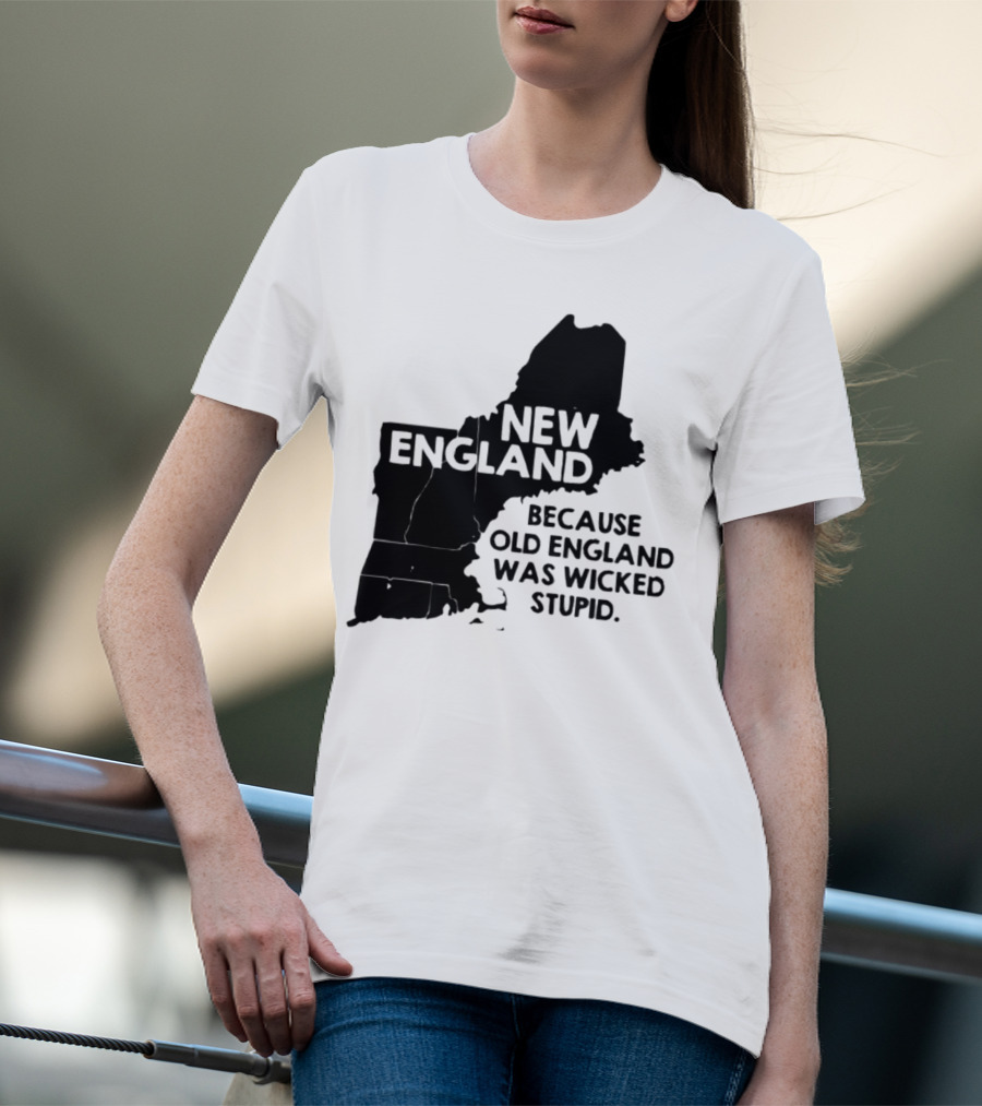 New England Map Outline Because Old England Was Wicked Stupid T-Shirt