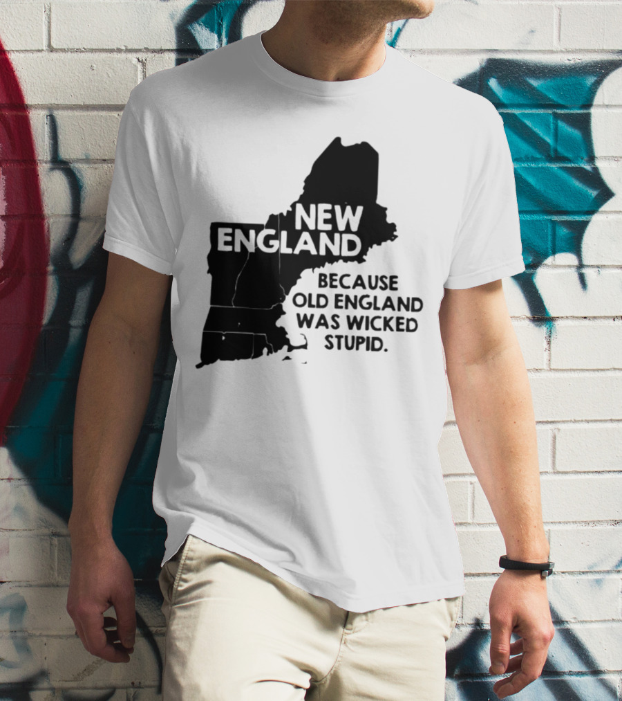 New England Map Outline Because Old England Was Wicked Stupid T-Shirt