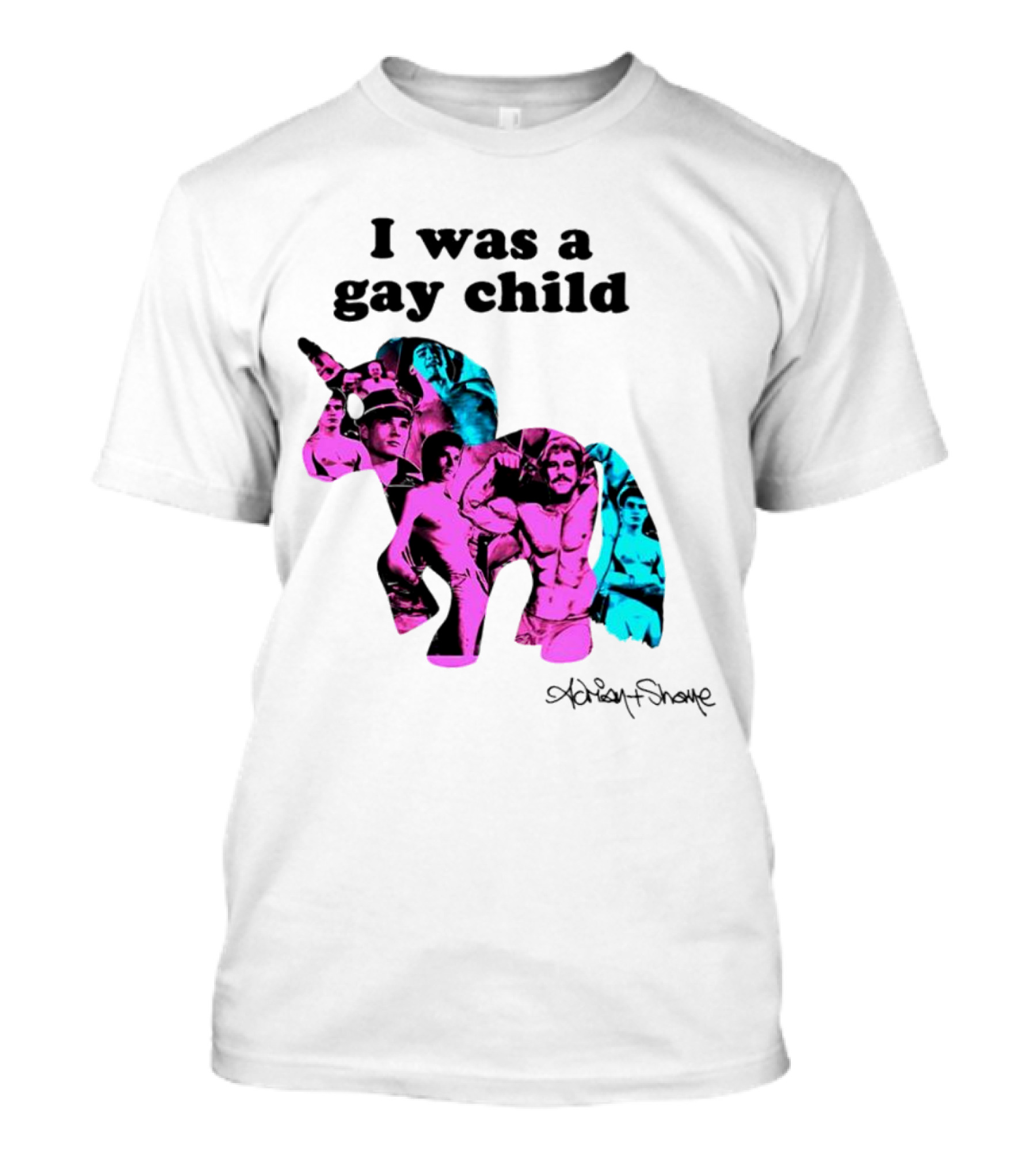 Adrian And Shane I Was A Gay Child Unicorn Collage T-Shirt
