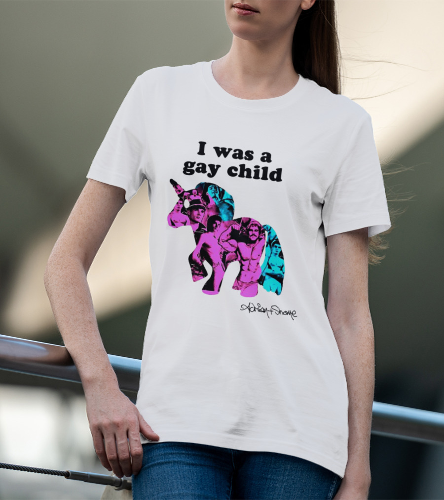 Adrian And Shane I Was A Gay Child Unicorn Collage T-Shirt