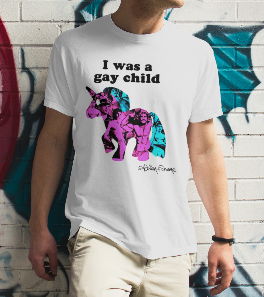 Adrian And Shane I Was A Gay Child Unicorn Collage T-Shirt