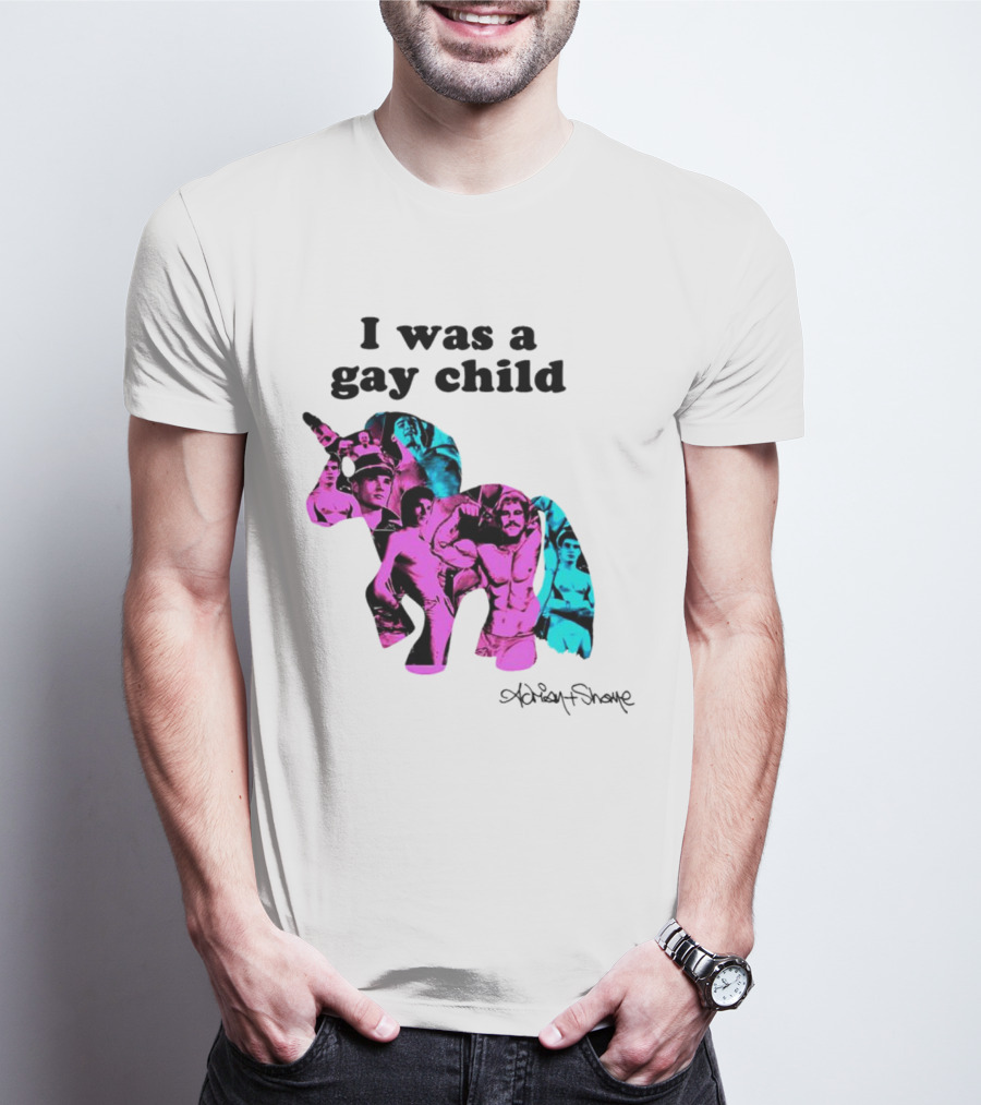 Adrian And Shane I Was A Gay Child Unicorn Collage T-Shirt