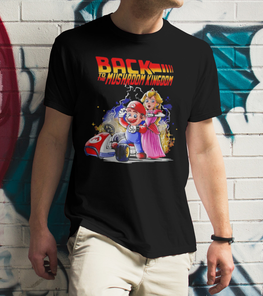 Back To The Mushroom Kingdom Mario Princess Kart Lightning Retro Adventure T-Shirt