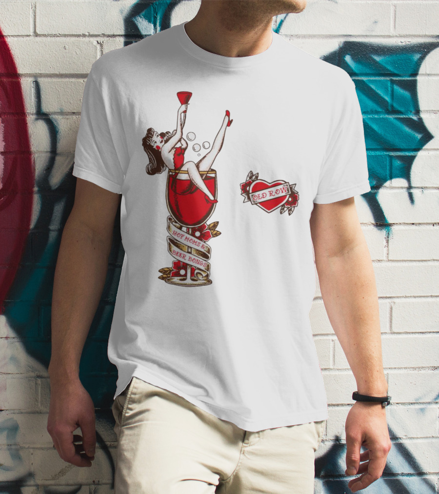 Hot Moms And Beer Bongs Old Row Retro Pin-Up T-Shirt