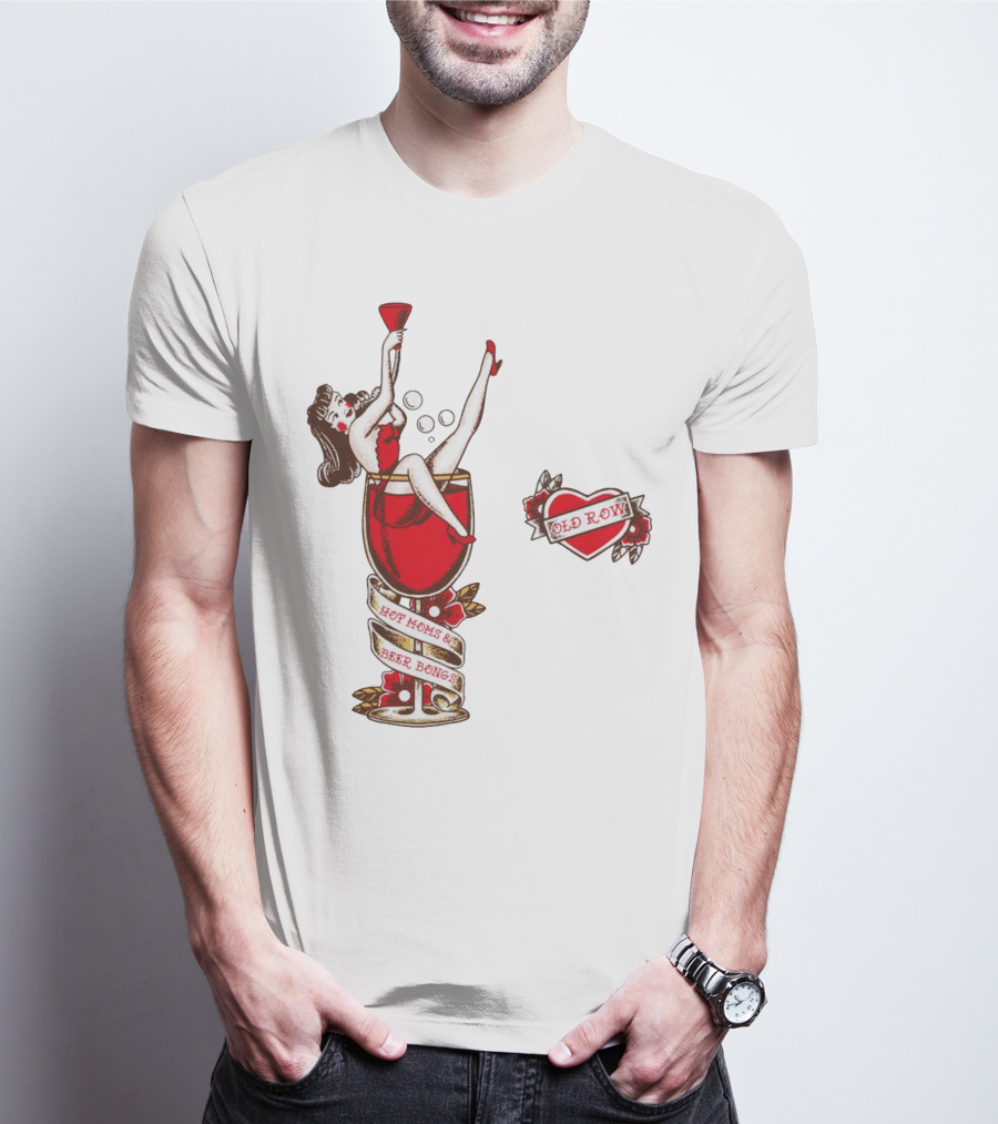 Hot Moms And Beer Bongs Old Row Retro Pin-Up T-Shirt
