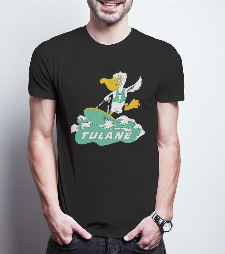Tulane Green Wave Surfing Pelican Vintage T-Shirt