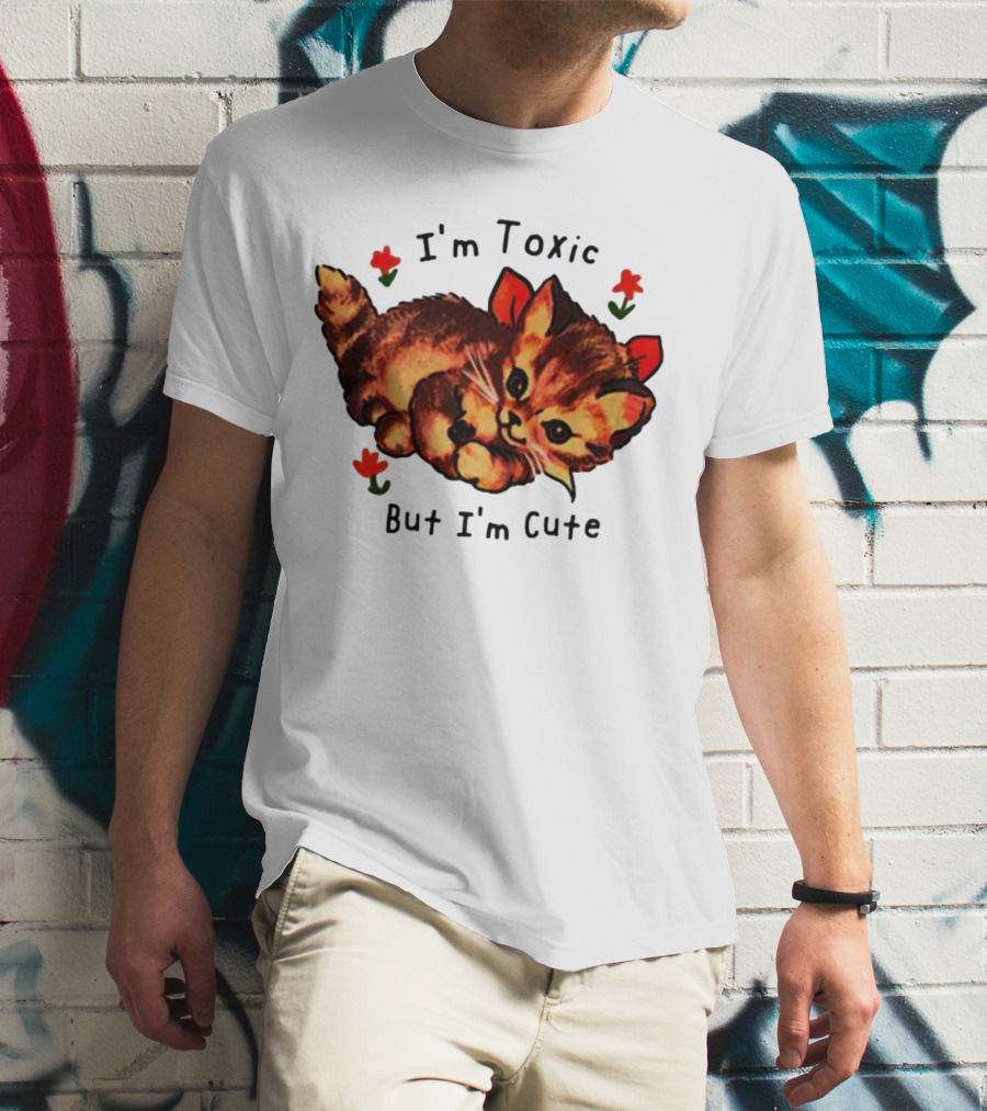 I'm Toxic But I'm Cute Cat With Flowers T-Shirt