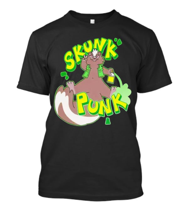 SKUNK PUNK Green Vest Peace Sign Paint Can T-Shirt
