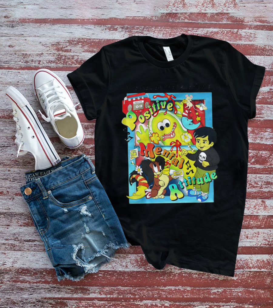 It's Never Too Late For A Positive Mental Attitude Cartoon Characters Music And Fun Elements T-Shirt