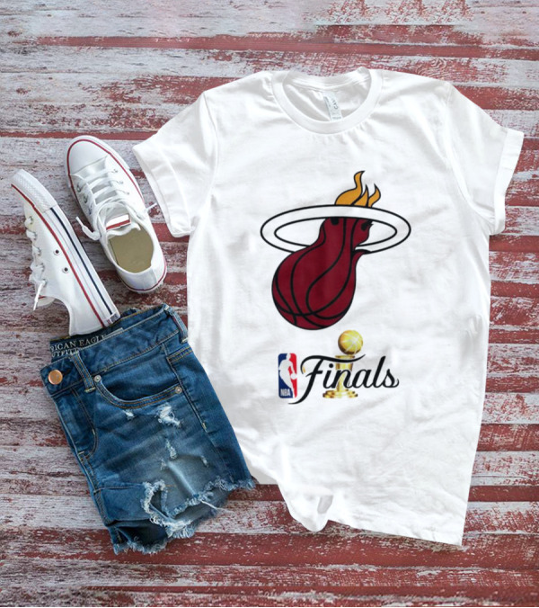 Miami Heat NBA Finals Logo With Trophy And Basketball Flame T-Shirt