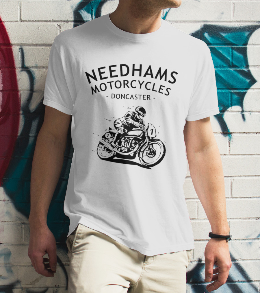 Needhams Motorcycles Doncaster Racing Rider Drawing T-Shirt