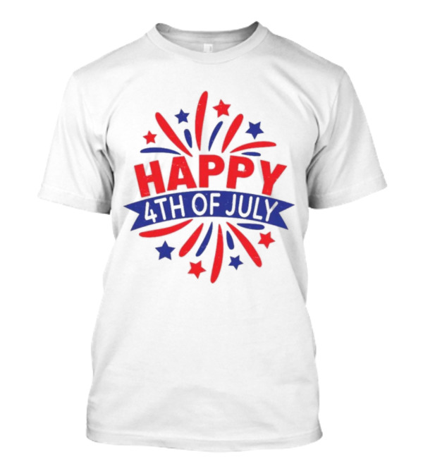 Happy 4th Of July With Fireworks And Stars T-Shirt