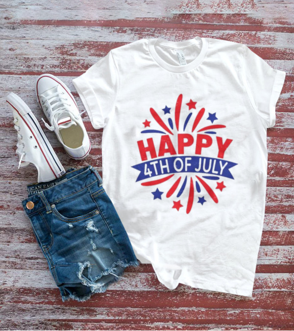 Happy 4th Of July With Fireworks And Stars T-Shirt
